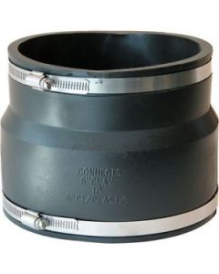 Rubber Coupling Clay to Cast Iron, PVC, or Copper 6"