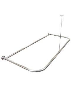 Tubular Chrome Plated 22 Gauge D-Shaped Shower Bar 1" x 5'