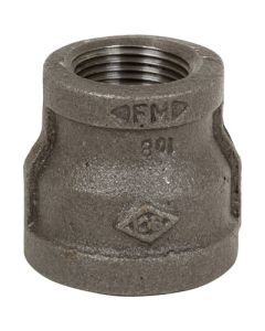 1 1/2" x 1 1/4" Black Malleable Coupling Reducing