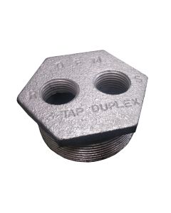 Cast Iron Duplex Tank Bushing less Fittings 2" x 1/2" x 1/2"