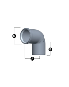 Centrotherm ISELS0387, 250406108100,  3" x 87 Elbow with Long Socket in Gray