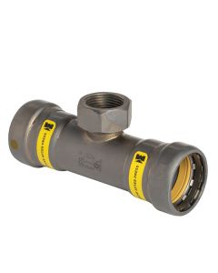 Mueller CP02691G Carbon Steel Press GAS Tee Female Reducing P x P x FPT, 1 1/2" x 1 1/2" x 1 1/4"